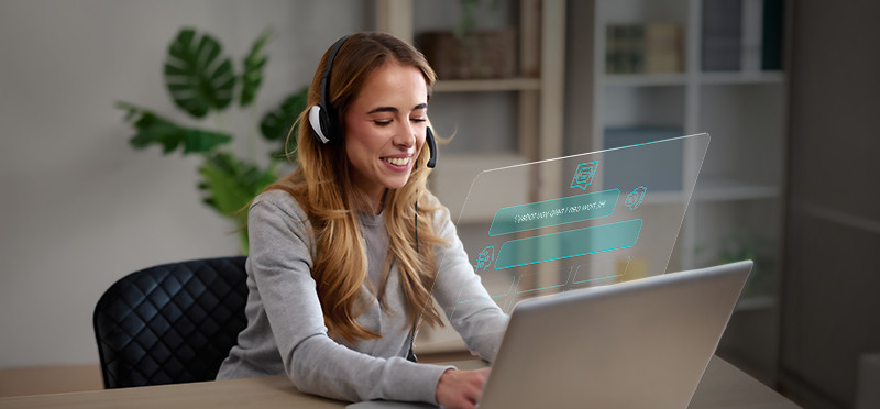woman looking at laptop
